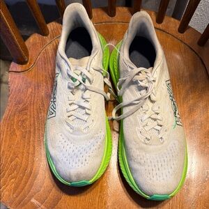 Hoka Men's White and Neon Green Sneakers